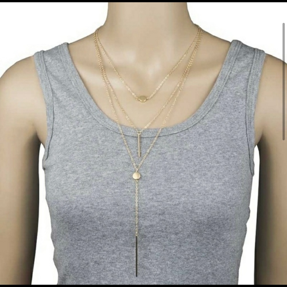 Goldstone triple necklace